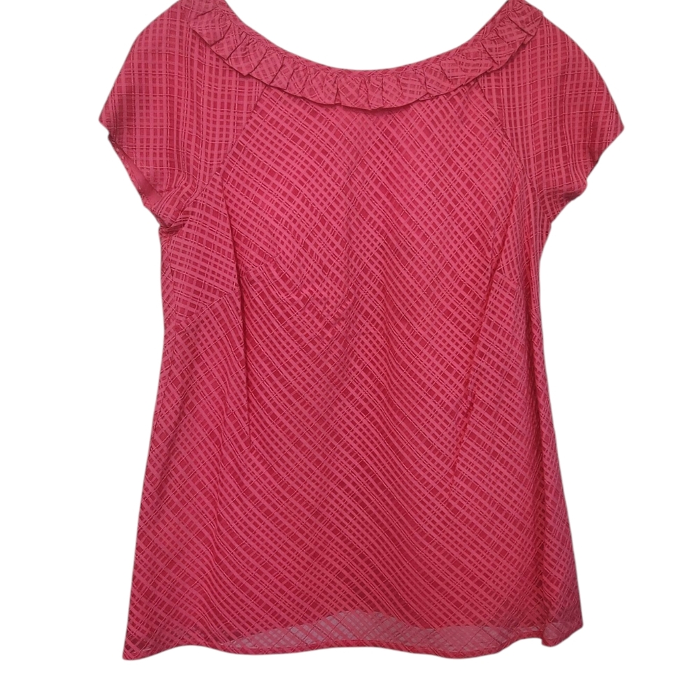 NWT Lilly Pulitzer Silk Pink Shandy Top 6 Ruffled Sheer Buttons Cap Sleeves